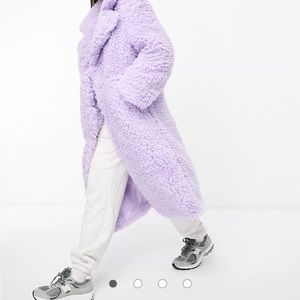 ASOS Oversize Teddy Fur Coat in lilac. NWT